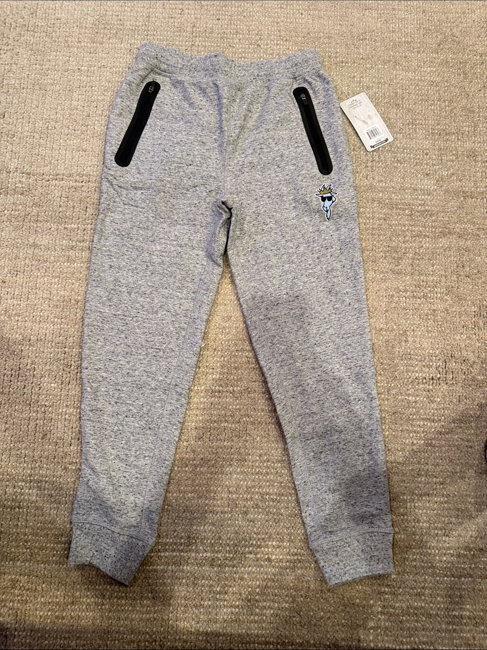 GOAT Kids Grey Heather Jogger Sweatpants with Zipper Pockets